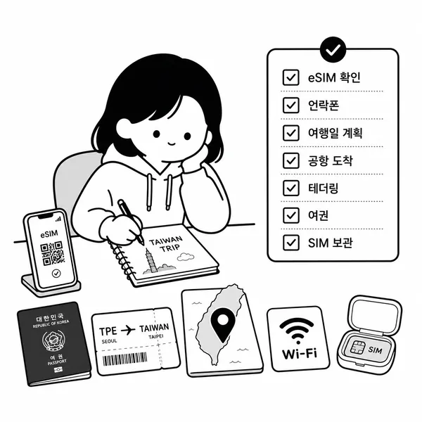 대만 여행 전 eSIM 호환성, 여권, 테더링 정책을 확인하는 데이터 준비 체크리스트