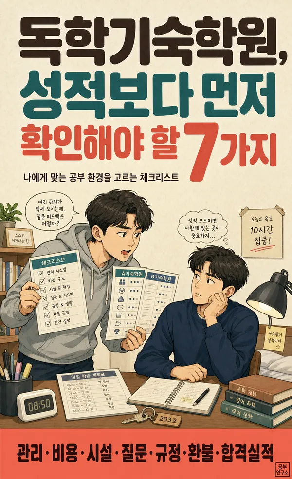 독학기숙학원 선택 전, 성적보다 먼저 확인할 7가지