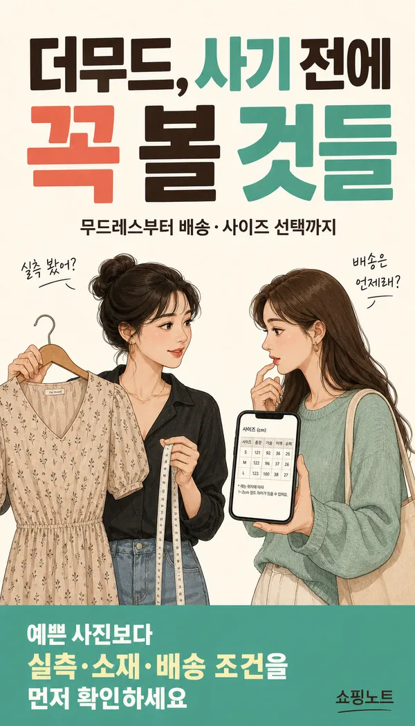 더무드 쇼핑 전 체크리스트: 무드레스, 사이즈, 배송까지