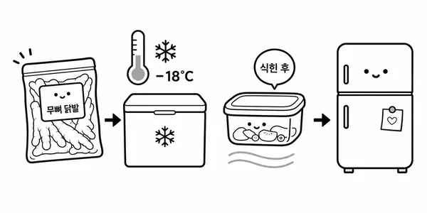 뼈없는닭발을 냉동 보관하고 남은 음식은 냉장 보관하는 방법